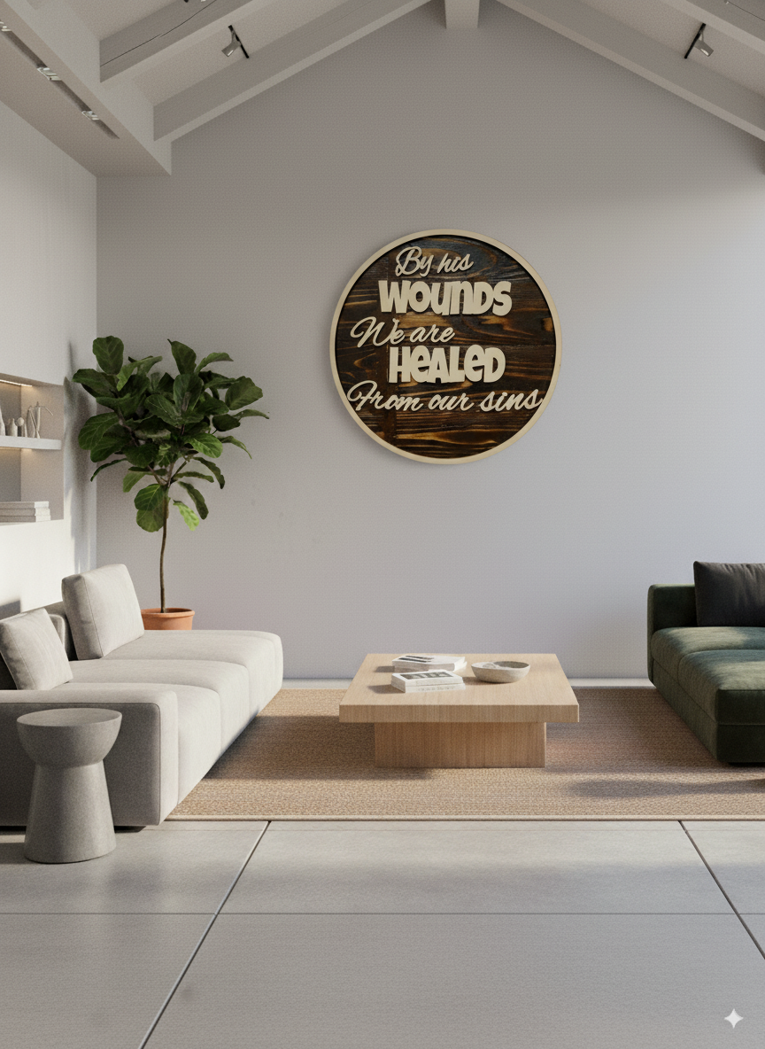 By His Wounds We Are Healed - Wooden Wall Art Sign