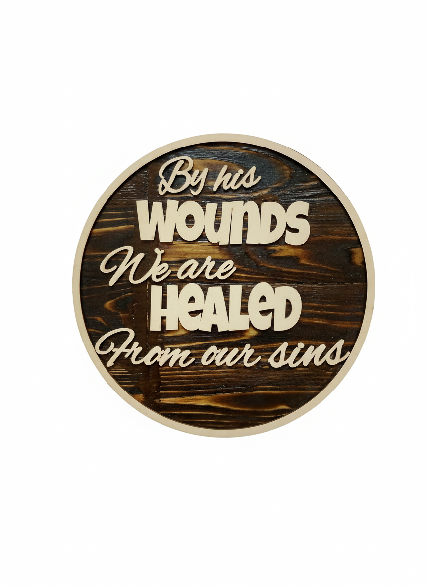 By His Wounds We Are Healed - Wooden Wall Art Sign